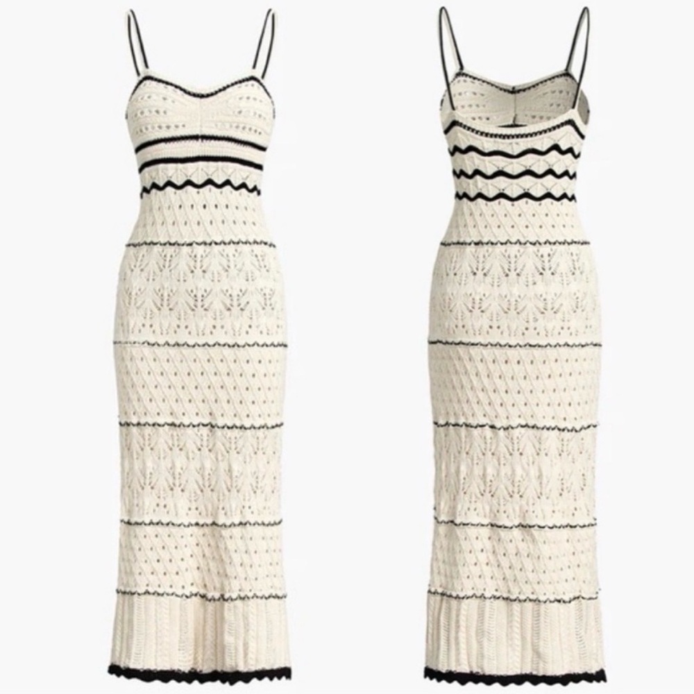 Olive + Oak Crochet Knit Dress Black/ Cream - S